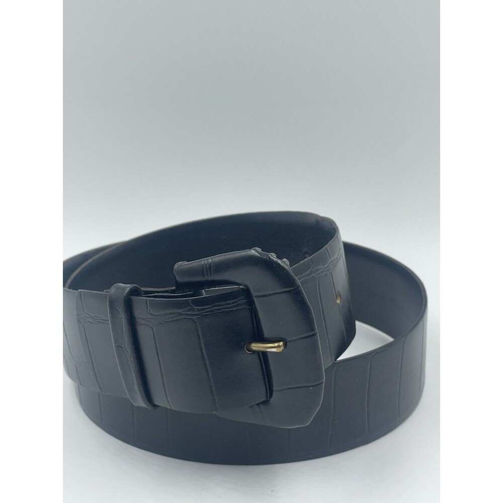 Linda Allard for Ellen Tracy Italian Sueded Calfskin Belt Black Size M